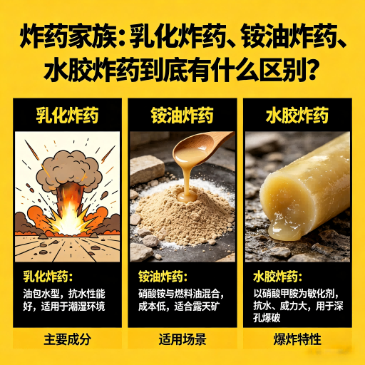 东区炸药家族：乳化炸药、铵油炸药、水胶炸药到底有什么区别？